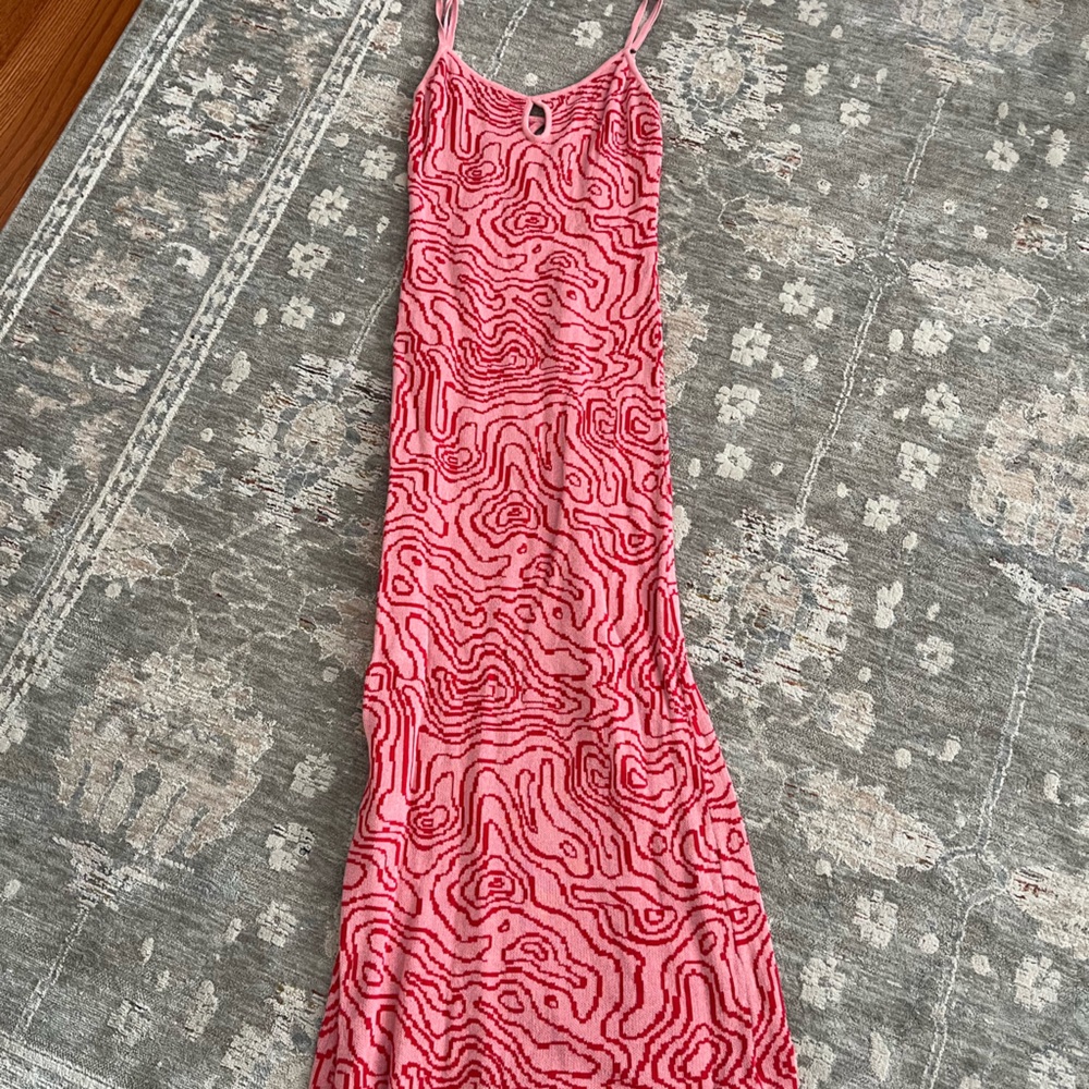 Lush Vibrant Pink Knit Maxi Dress